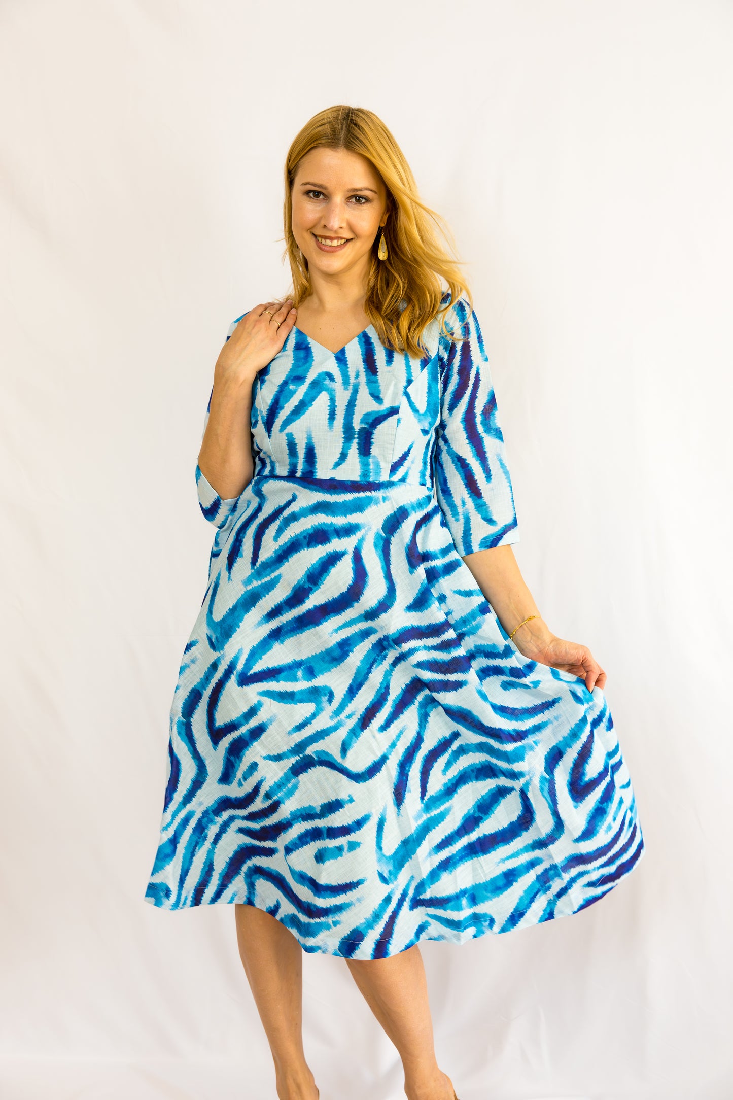 Fluvia Linen Dress - Blue