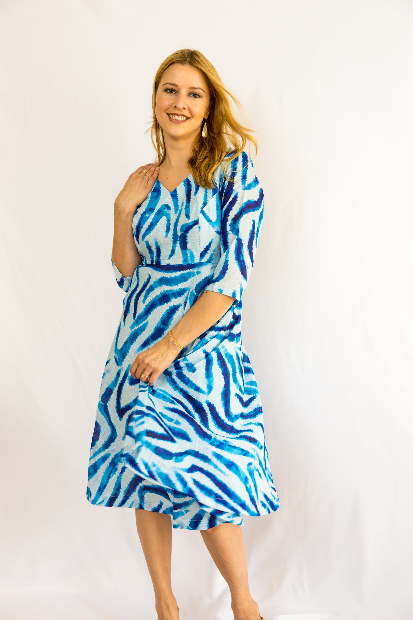 Fluvia Linen Dress - Blue