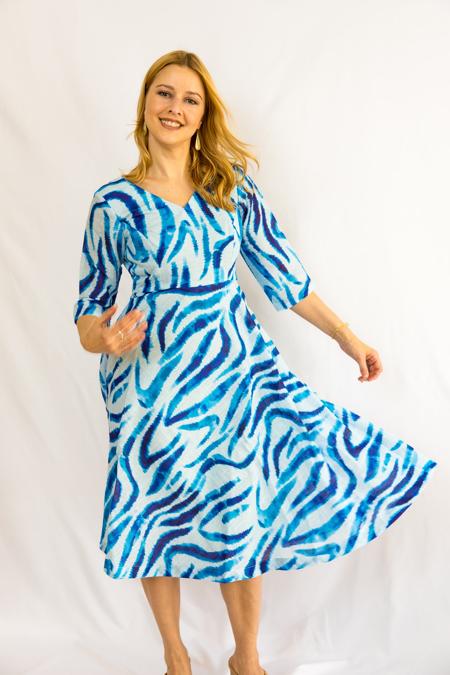Fluvia Linen Dress - Blue
