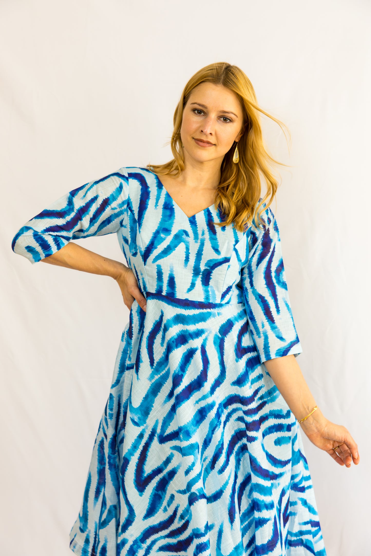 Fluvia Linen Dress - Blue