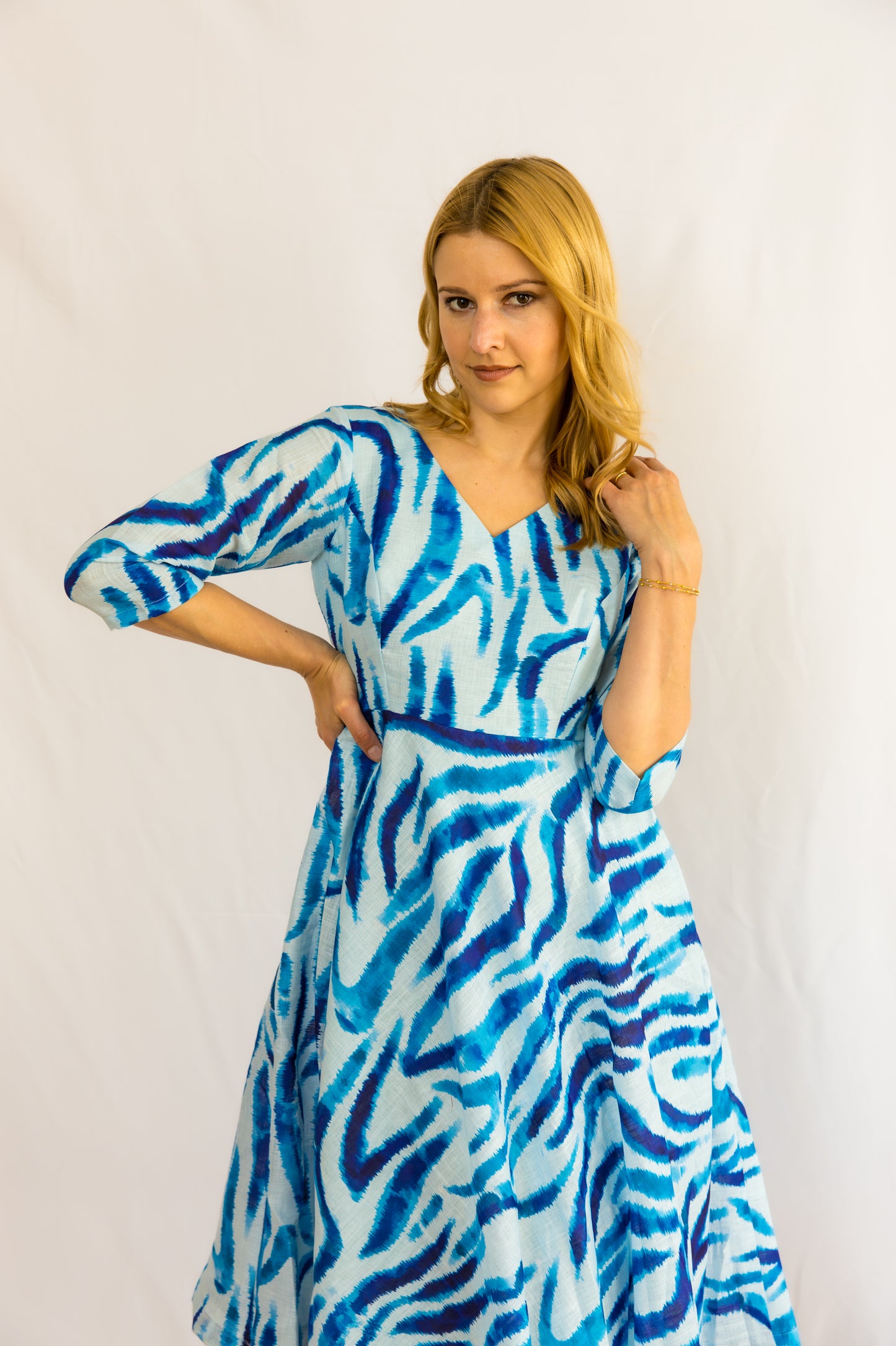 Fluvia Linen Dress - Blue