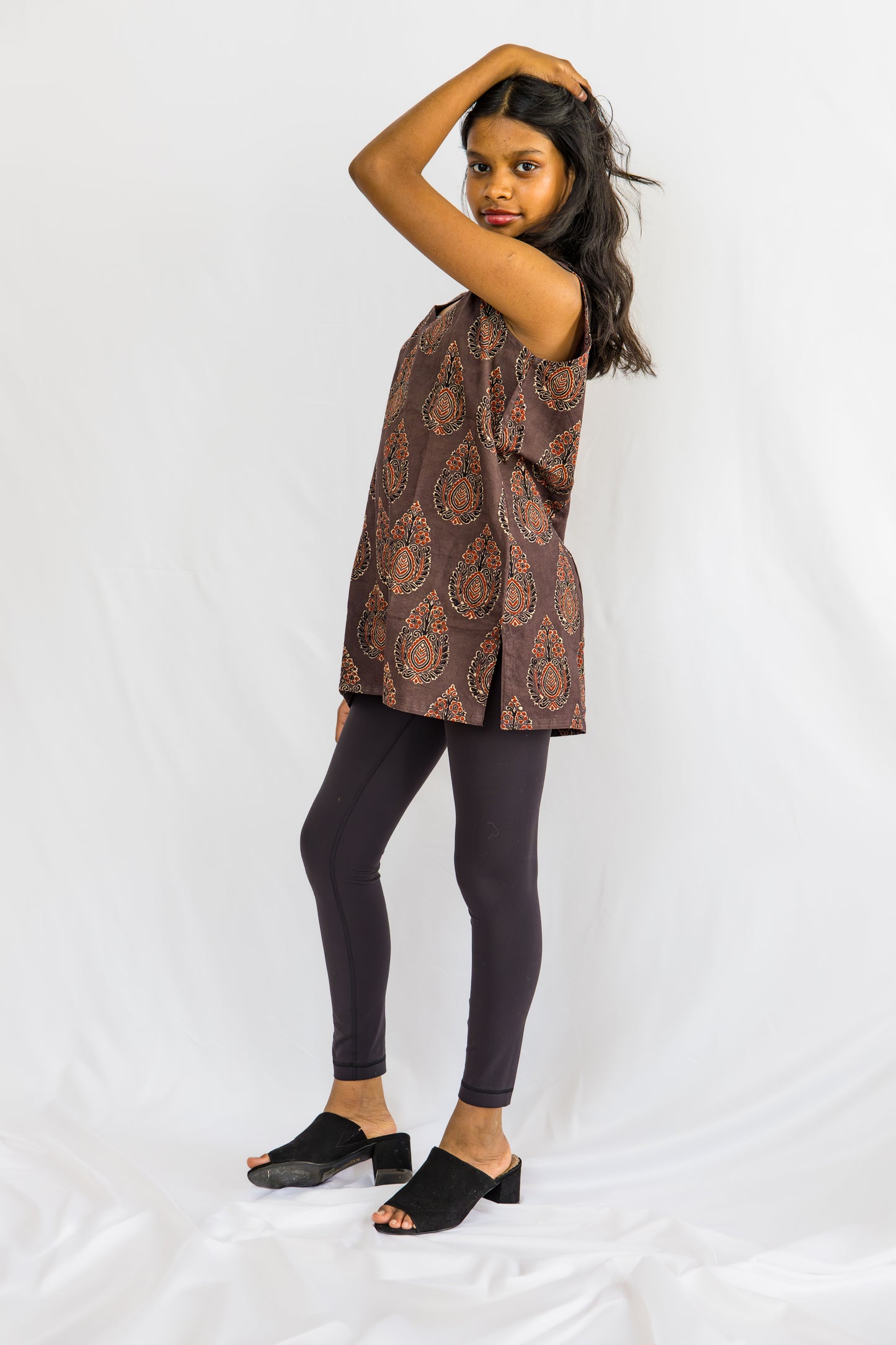 Rustic Cotton Ajrak Top- Brown