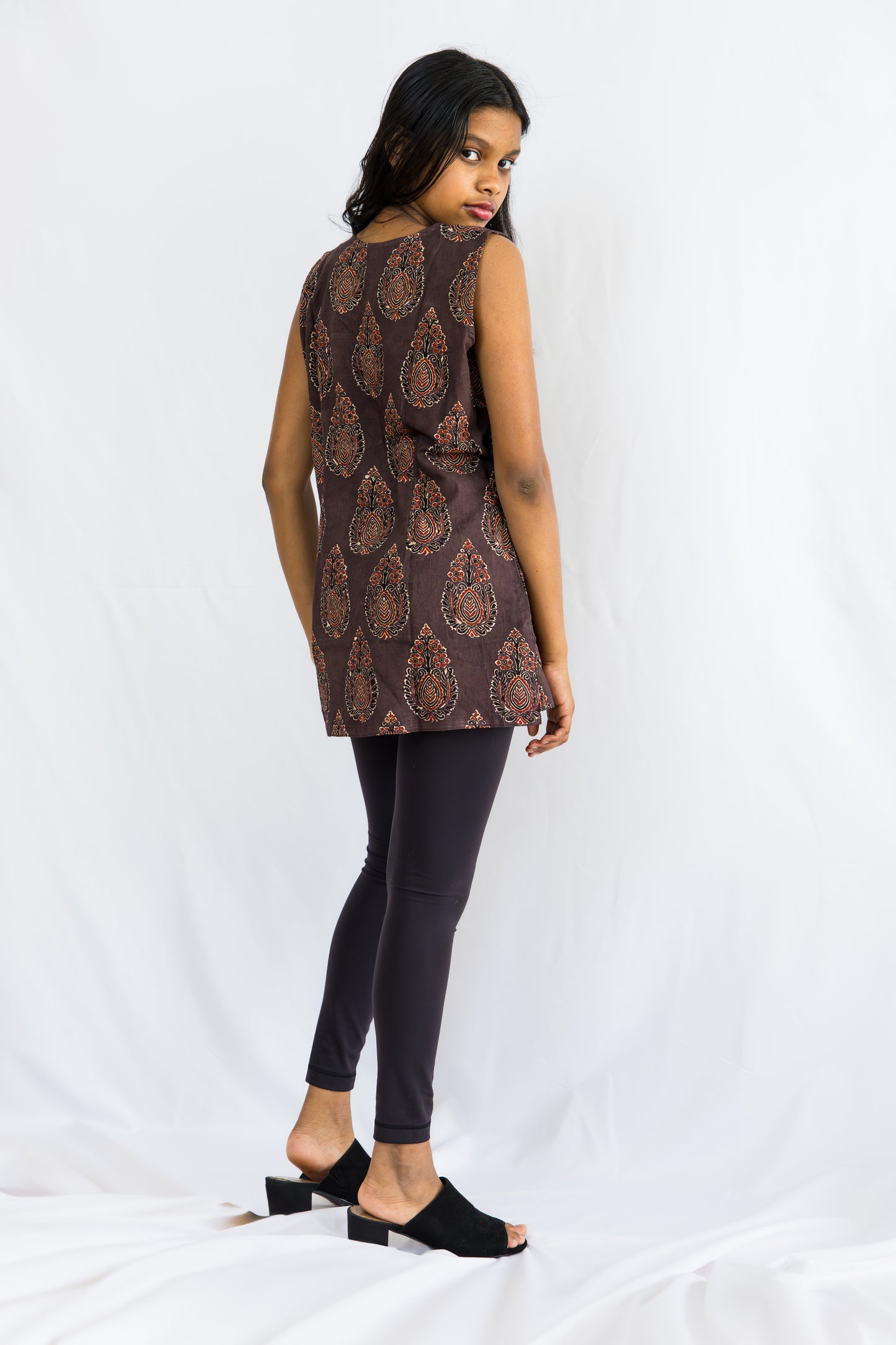 Rustic Cotton Ajrak Top- Brown