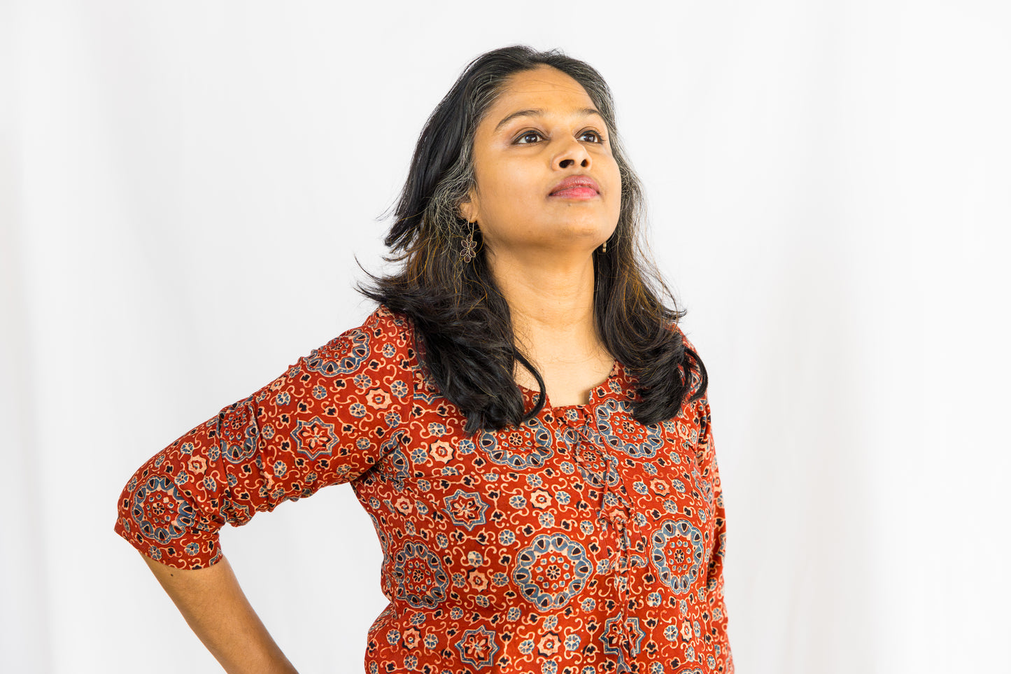 Zayra Cotton Ajrak Short Top - Brown
