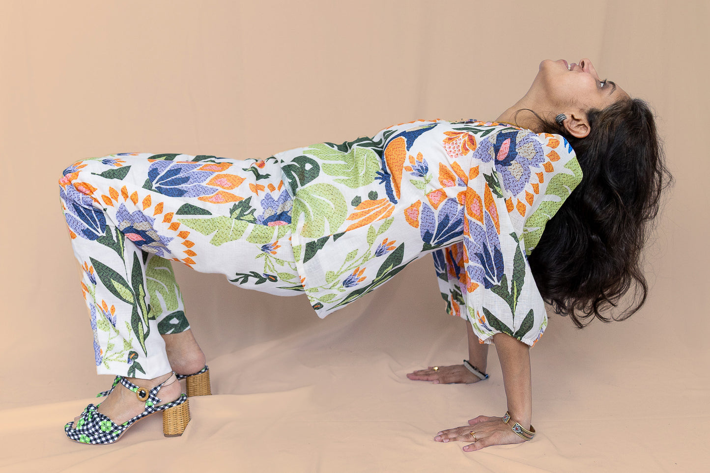 Linen Mirage Top & Pant Set (Coord Set) White Floral