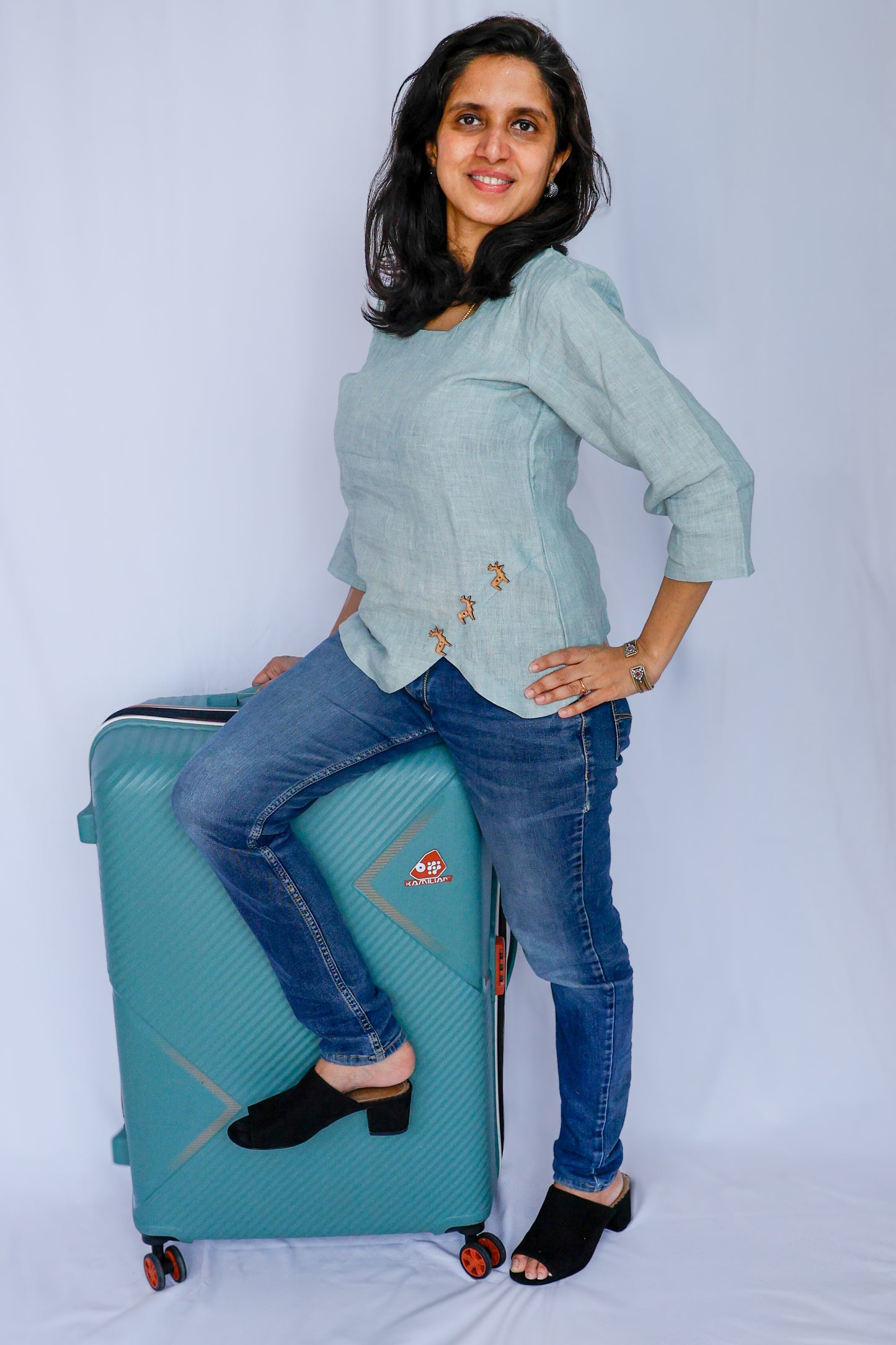 Deerlyn Linen Top - Green