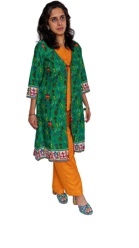 Daylight Bloom Handloom Cotton 3 Piece Set - Yellow & Green
